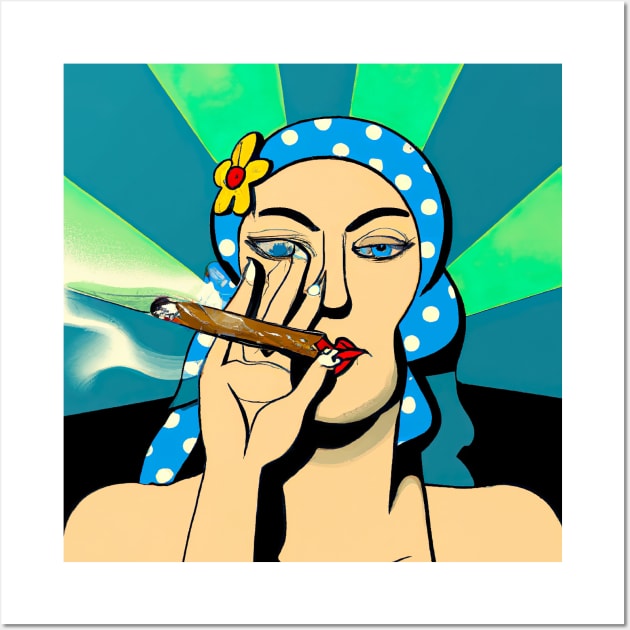 Freedom cigar - smoking lady Wall Art by KFX Productions